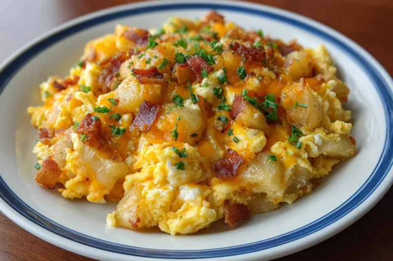 Cheesy Potato Egg Scramble Recipe