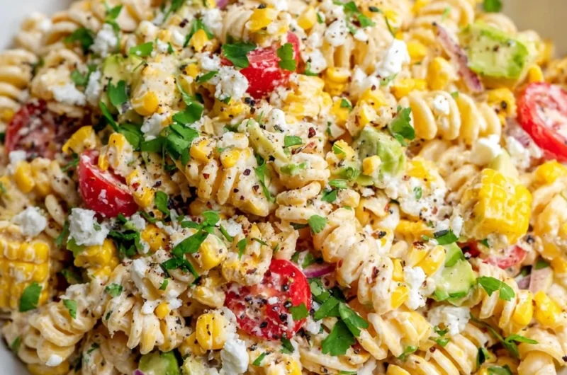 Healthy Street Corn Pasta Salad Recipe (Light, Creamy and Flavor Packed)